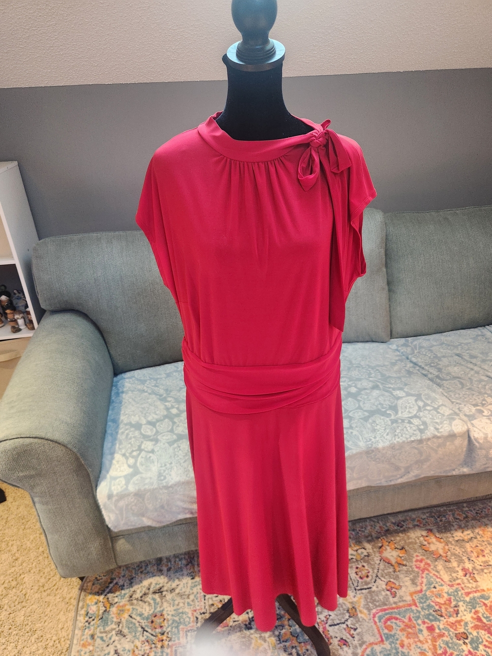 Love Squared Red Tie-Shoulder Women’s Dress 1X Plus Elegant!